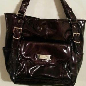 Kate Landry dark plum patent leather purse